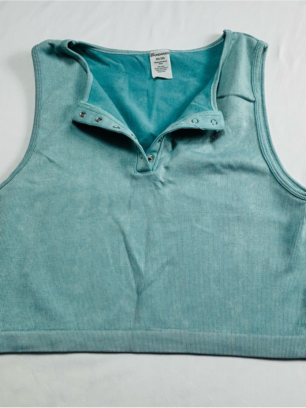 Women's Aqua Snap-Front Ribbed Tank Top W683